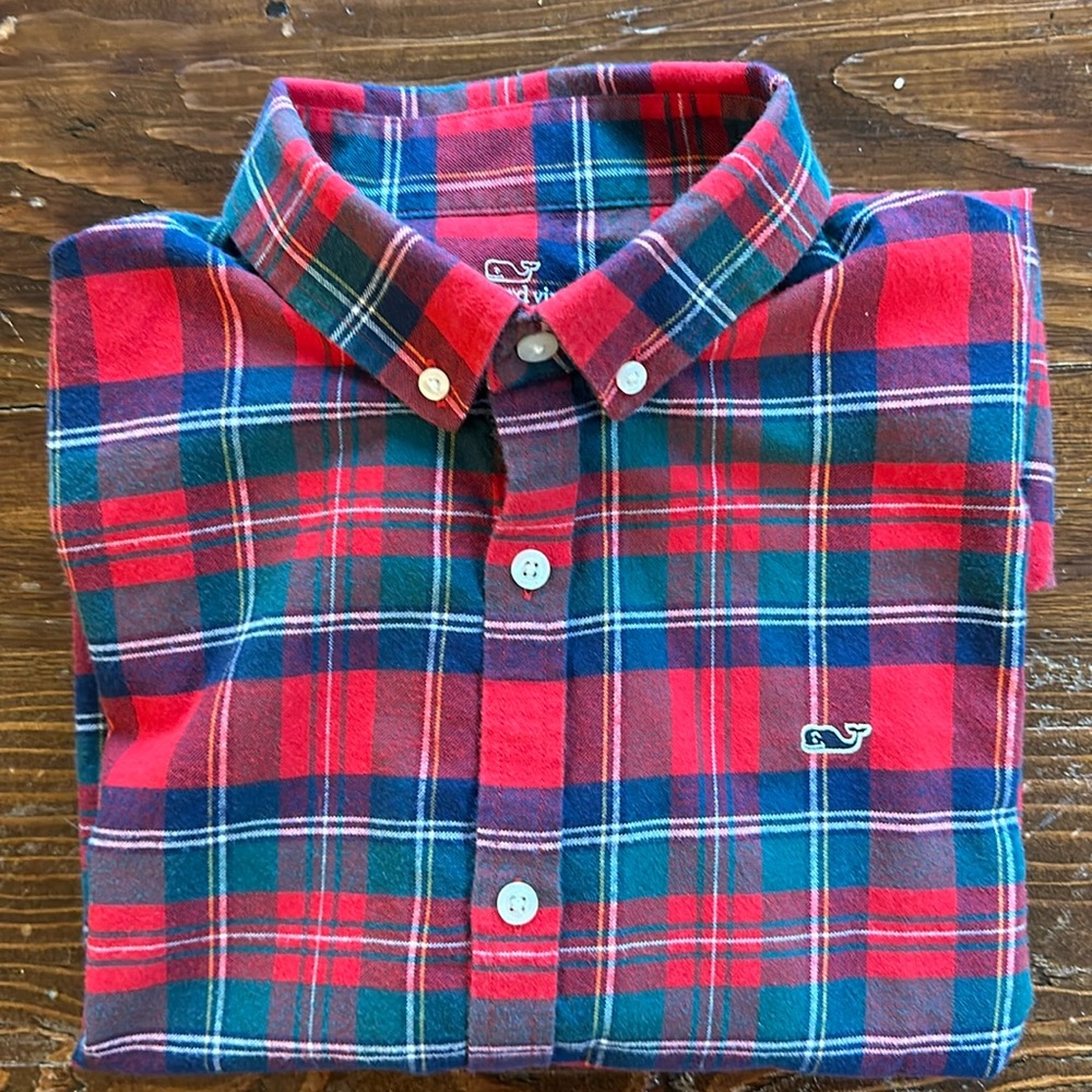 Vineyard vines Boys Flannel Plaid Shirt. Size XL (18)
